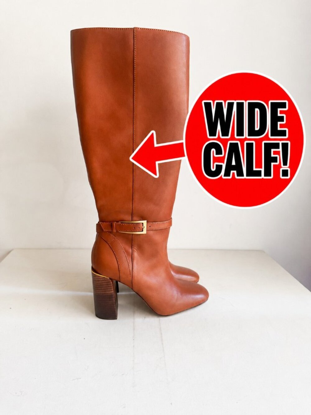 Vince Camuto Joanel Knee High Boot Caramel Brown Leather 9 Wide Calf